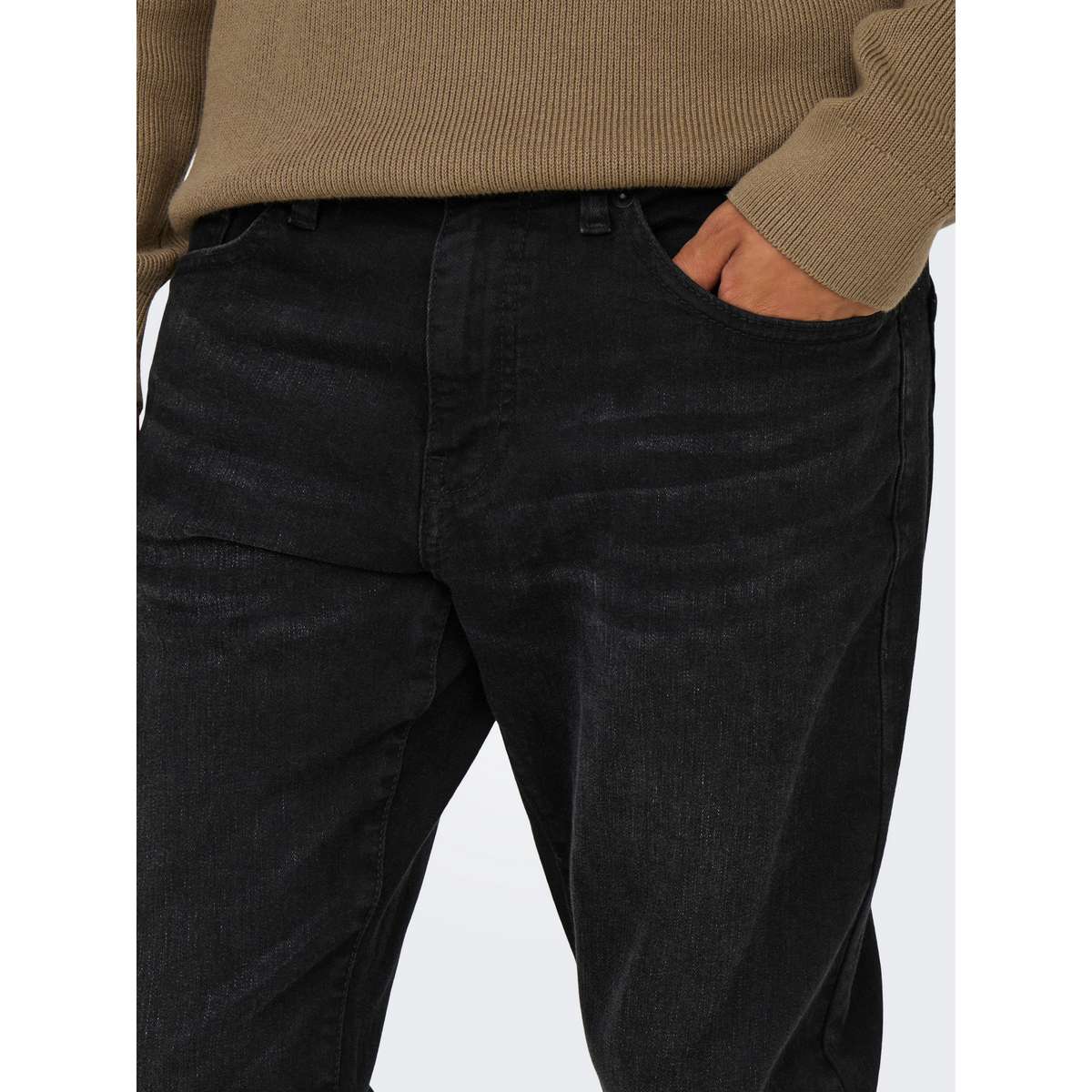 ONLY & SONS MENS WEFT REGULAR FIT COTTON DENIM BLACK 22028638-4416117